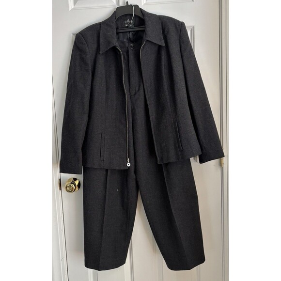 DONNYBROOK PANTS SUIT WOMEN'S BLACK SIZE 16 100% WOOL FULL LINED CAREER - Picture 1 of 10